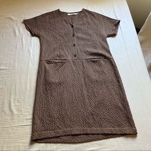 Nice Things by Paloma S. brown houndstooth short sleeve mini dress